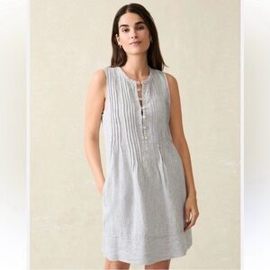 Faherty Linen Isha Pinstripe Sleeveless Dress